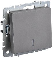 Выключатель с подсветкой без рамки IEK Brite ВС10-1-1-БрС 1-кл. сталь картинка